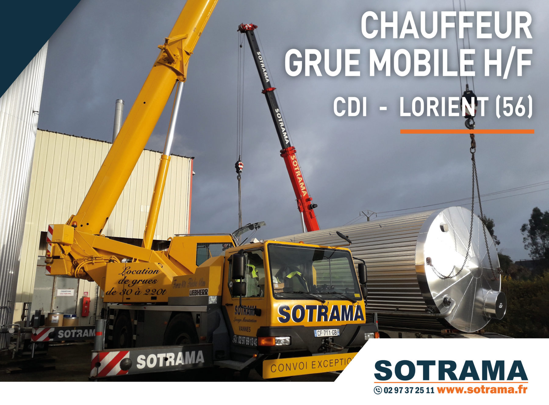 Offre emploi chauffeur grue mobile CDI CDD Lorient recrutement candidature Sotrama