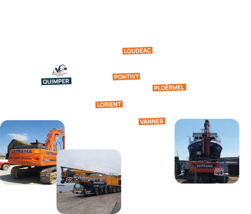 Carte sotrama agence bretagne levage manutention démolition location de matériel lorient vannes